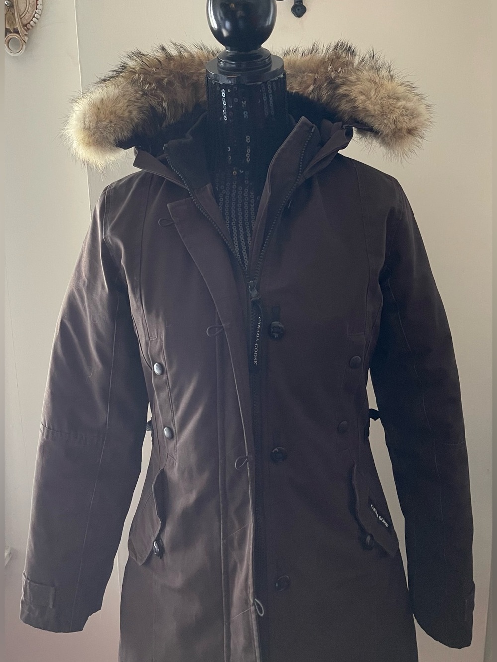 Canada Goose Kensington Brown Parka Fur-Trim Hood Size Small - Picture 2 of 15